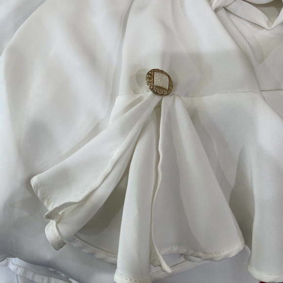 Vintage Ruffle White Blouse Top Ultra-Sexy Hippie Retro size 8 - Picture 3 of 15